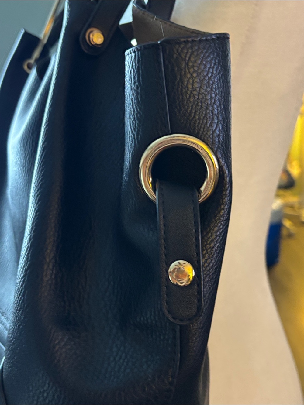 Sondra Roberts Black Leather Shoulder Bag with Gold Hardware - Picture 10 of 15